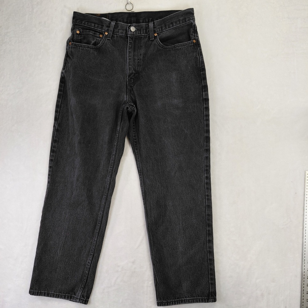 Levis 550 Relaxed Fit Tapered Leg Jeans Mens 34x30 Washed Black 00550-0260